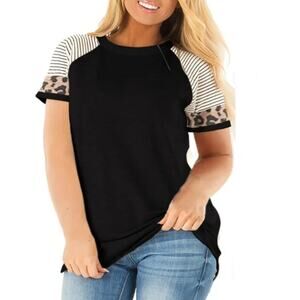 Crew Neck Short Sleeve Black Tee